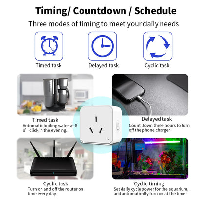 Tuya Smart WiFi Power Strip – AU Plug, Multi-Outlet Socket with Remote App Control, Timer & Voice Control via Alexa & Google Home Ezkrea