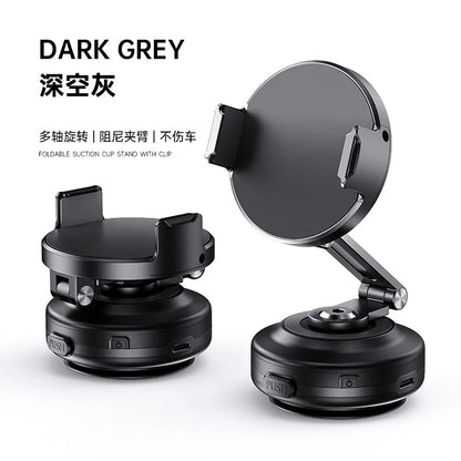 Magnetic Vacuum Adsorption Car Mount – 360° Rotatable Foldable Aluminum Alloy Phone Holder for Smartphones Ezkrea