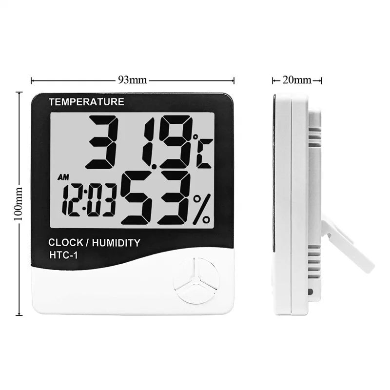 Digital Temperature & Humidity Meter with LCD Display – Indoor/Outdoor Thermometer Hygrometer & Clock EZKrea.com