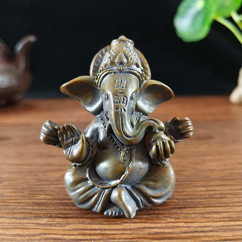 Gold Lord Ganesha Buddha Statue Elephant God Sculptures Ganesh Figurines Man-made Stone Home Garden Buddha Decoration Statues Ezkrea