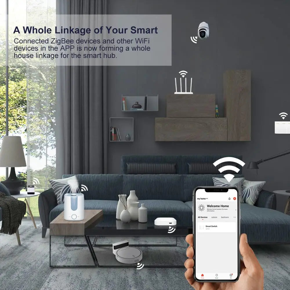 Tuya ZigBee 3.0 Smart Hub – Wireless & Wired Gateway Bridge, Voice Remote Control, Compatible with Alexa & Google Home Assistant Ezkrea