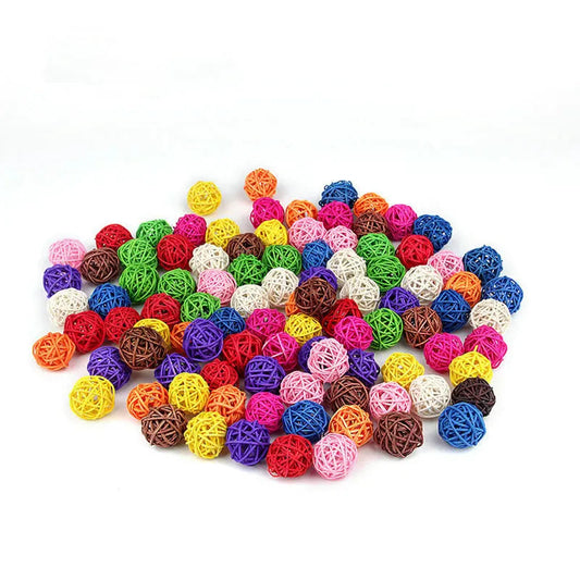 10pcs/lot 3cm 11 Colors Rattan Ball Ornaments Sepak Takraw Home Decorations DIY Ornaments Festival Decor Kids Toys Wooden Ball Ezkrea