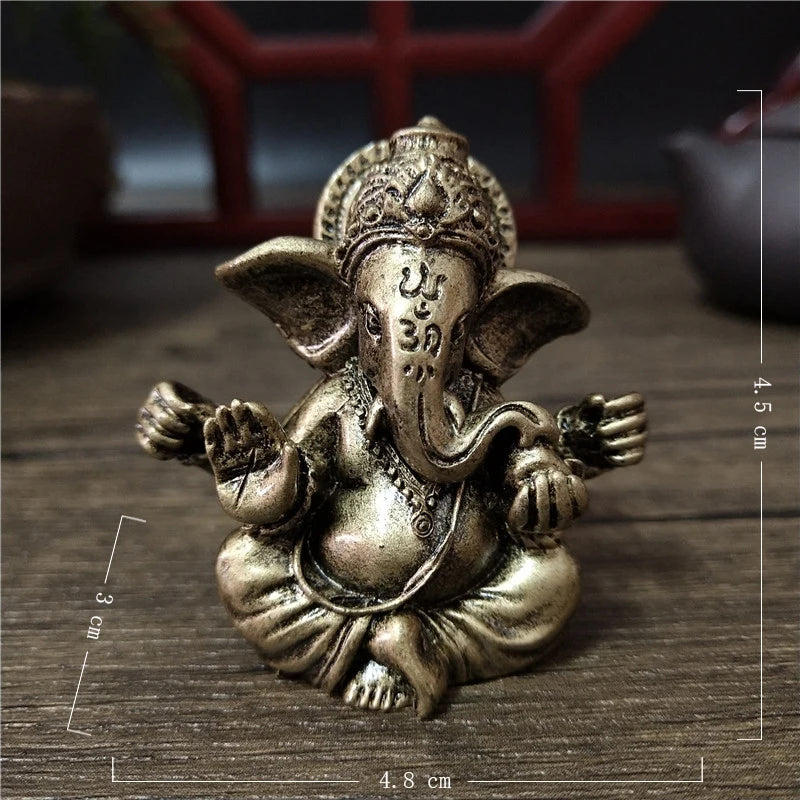 Gold Lord Ganesha Buddha Statue Elephant God Sculptures Ganesh Figurines Man-made Stone Home Garden Buddha Decoration Statues Ezkrea