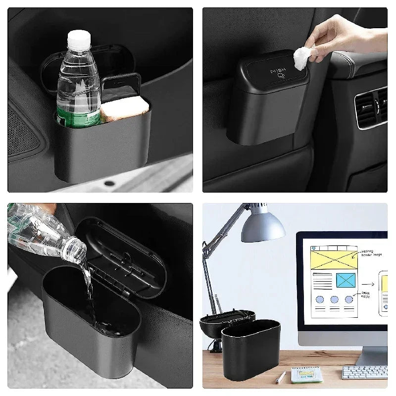 Trash Can for Car with Lid – Leak-Proof Mini Bin with 60/300 Bags | Compact Car Garbage Holder & Organizer Accessory Ezkrea