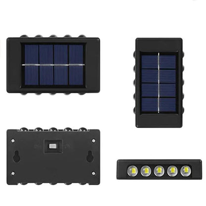 LED Solar Wall Lamp Outdoor Waterproof Up & Down Light for Garden Fence Decoration Ezkrea