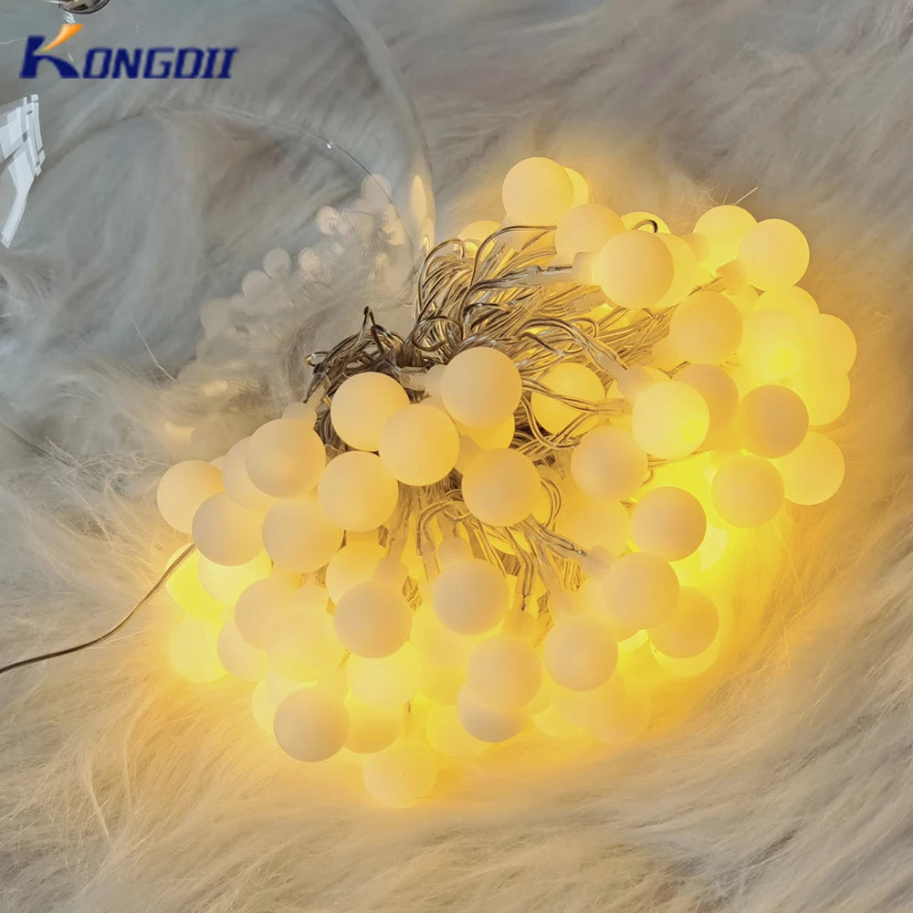 13M Ball LED String Lights Outdoor Ball Chain Lights Garland Lamps Bulb Fairy Lights Party Home Wedding Garden Christmas Decor Ezkrea