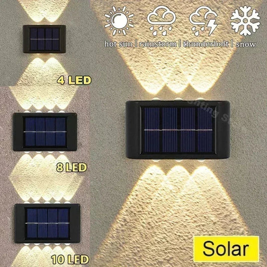 LED Solar Wall Lamp Outdoor Waterproof Up & Down Light for Garden Fence Decoration Ezkrea