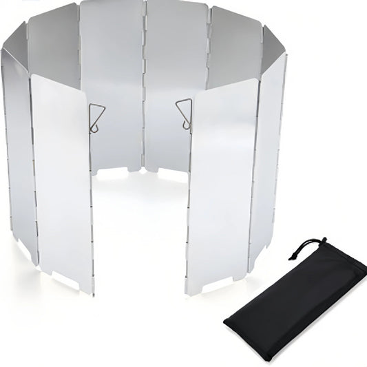 Wind Shield for Camping Stove – 8/9/10 Plate Folding Windproof Screen, Aluminum Alloy Outdoor Cooking Wind Block Ezkrea