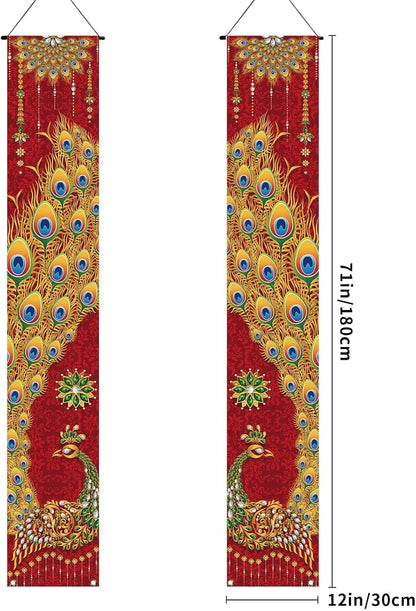 VIKAMA Diwali Festival Happy Gateway Banner Indian Diwali Festival Peacock Front Porch Welcome Sign Party Decorative Items Ezkrea