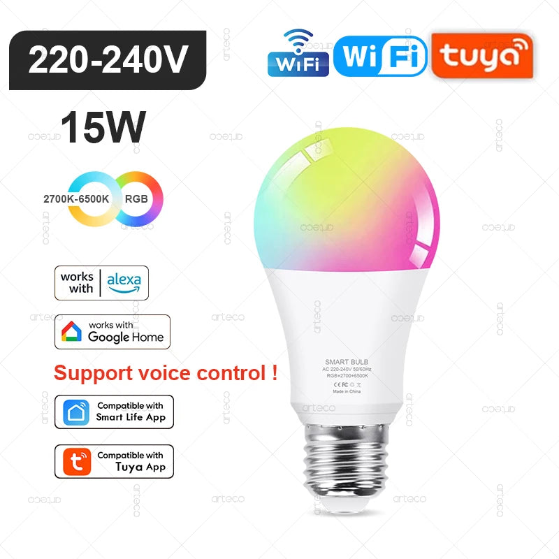 Tuya Smart LED Bulb E27/E14/GU10 | RGB+W WiFi Zigbee Bluetooth Ezkrea