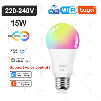 Tuya Smart LED Bulb E27/E14/GU10 | RGB+W WiFi Zigbee Bluetooth Ezkrea