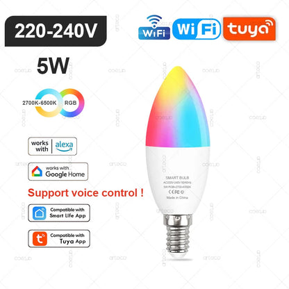 Tuya Smart LED Bulb E27/E14/GU10 | RGB+W WiFi Zigbee Bluetooth Ezkrea