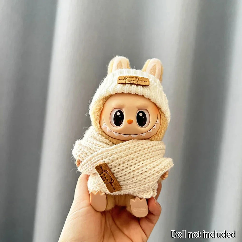 For 15-17 cm v1v2 Labubu Clothes outfit Labubu Sitting Party Bear Label Scarf Hat Bag Dolls Accessories Cute Decoration Ezkrea