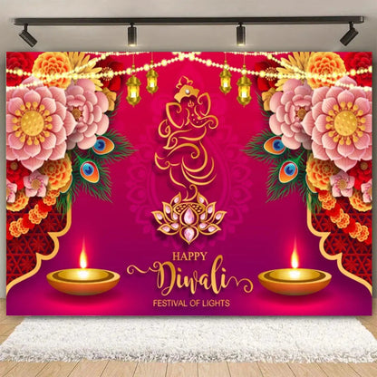 Indian Traditional Backdrop Photo Festival Party Candle Fireworks Mural Hindu Indian Wedding Holi Flower Anniversary Background Ezkrea