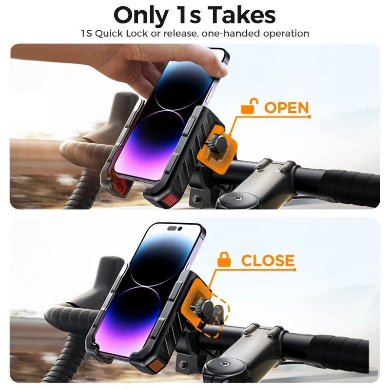 Joyroom Universal Motorcycle Phone Holder Half Enclosure Design Bike Bicycle Phone Mount Quick Lock For iPhone 4.7"-7" Phones Ezkrea