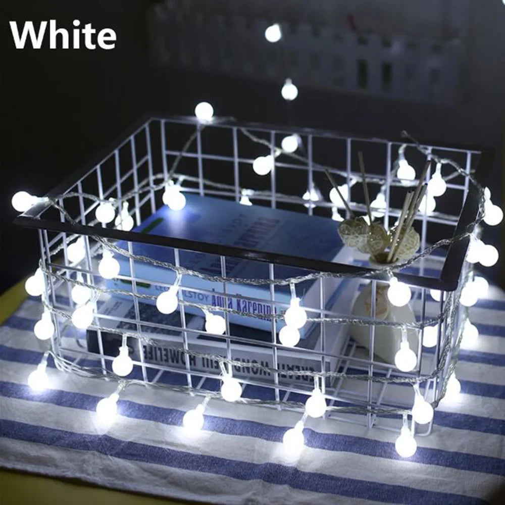 13M Ball LED String Lights Outdoor Ball Chain Lights Garland Lamps Bulb Fairy Lights Party Home Wedding Garden Christmas Decor Ezkrea