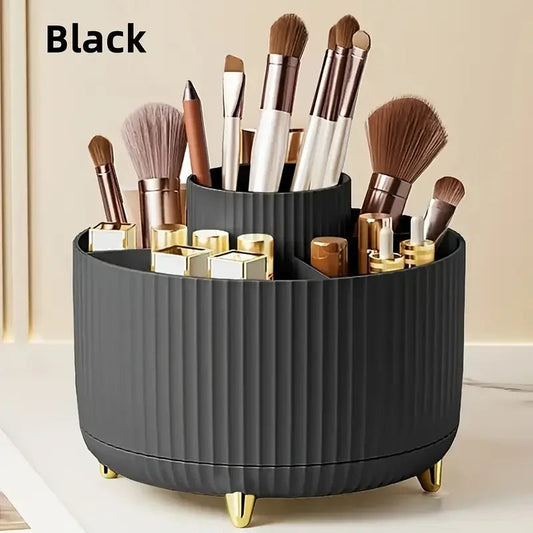 Rotating Makeup Brush Holder 360° – 5 Slot Cosmetic Organizer for Vanity, Desk & Bathroom Storage Ezkrea