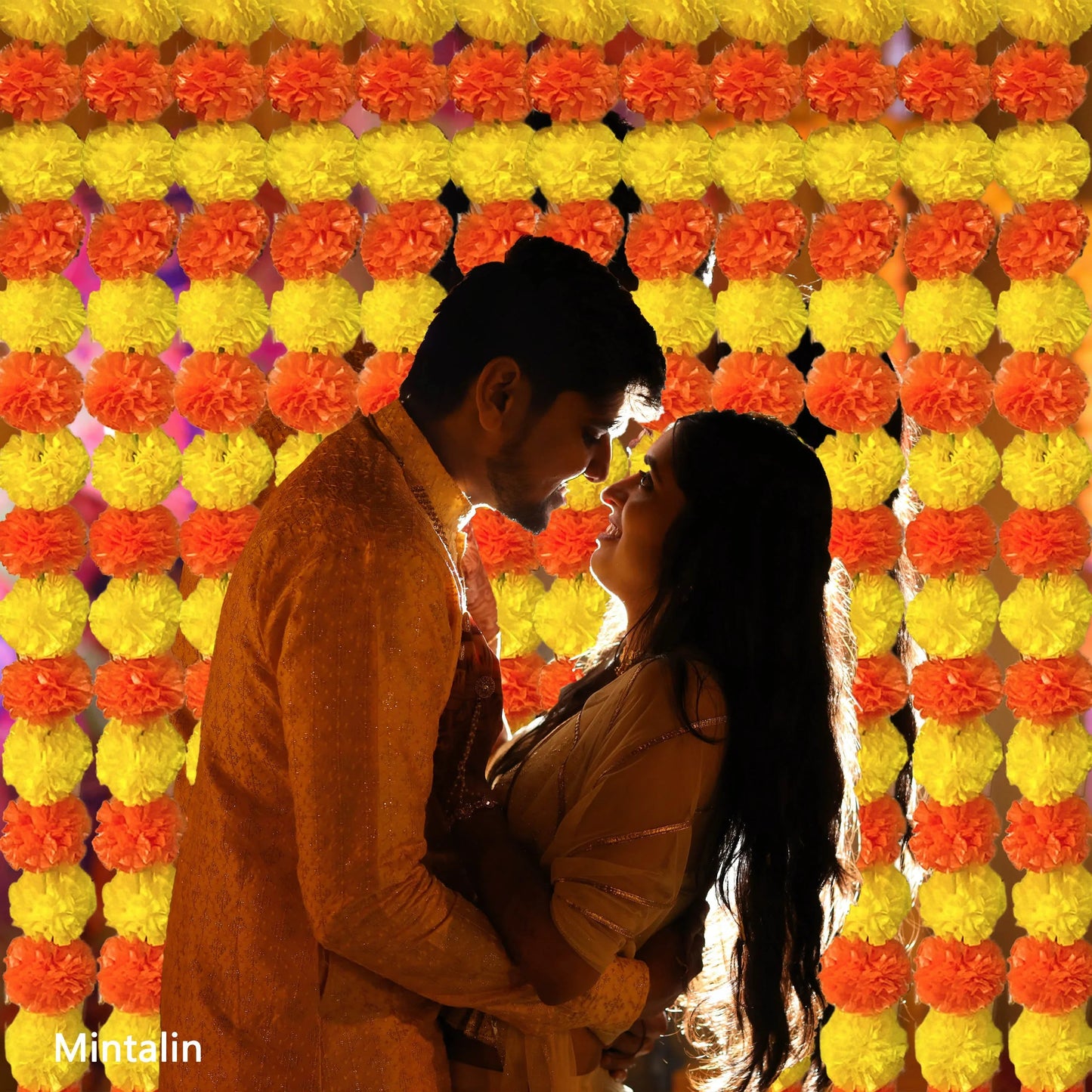 Marigold Flower Garland with зo Flowers, Artificial Flowers for Diwali Home DIY Wreath Garland Craft Decor Wedding Party Ezkrea