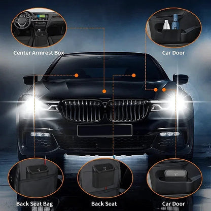 Trash Can for Car with Lid – Leak-Proof Mini Bin with 60/300 Bags | Compact Car Garbage Holder & Organizer Accessory Ezkrea