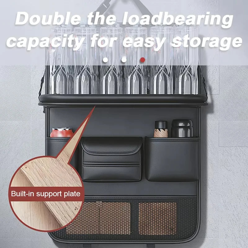 Heavy-Duty Car Backseat Organizer – Multi-Pocket Storage Bag with Foldable Tablet Tray | Large Capacity Seat Back Organizer Ezkrea