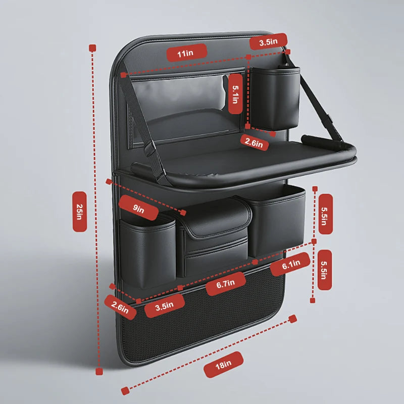 Heavy-Duty Car Backseat Organizer – Multi-Pocket Storage Bag with Foldable Tablet Tray | Large Capacity Seat Back Organizer Ezkrea