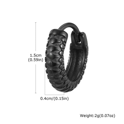 Snake Textured Hoop Earrings for Men, Anti Allergy Stainless Steel Animal Huggies Hoop Earrings,Male Earring Jewelry Gift Ezkrea
