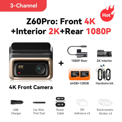 2025 New DDPAI Z60 Pro 4K Dash Cam Auto Dashcam Front and Rear GPS Car Camera for SONY Sensor WiFi ADAS 4G DVR Video Recorder Ezkrea