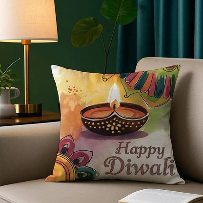 Diwali Festival Pillow Case Cozy Plush Pillow Cover Double Side Printed – Home Gift for Bedroom Decor Ezkrea