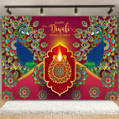 Indian Traditional Backdrop Photo Festival Party Candle Fireworks Mural Hindu Indian Wedding Holi Flower Anniversary Background Ezkrea