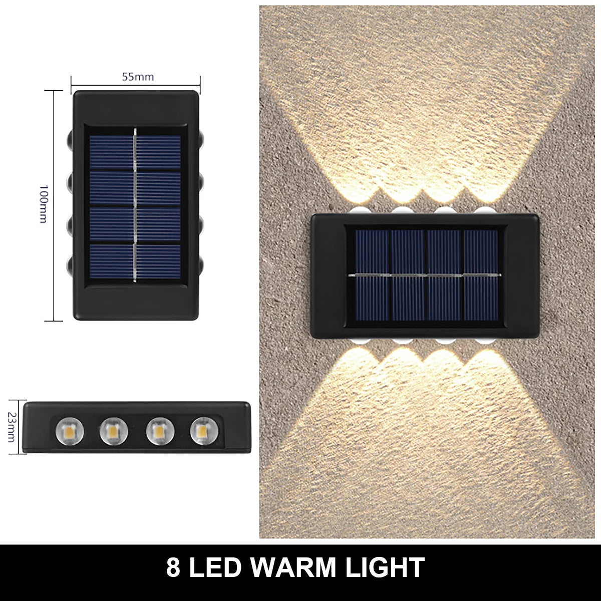 LED Solar Wall Lamp Outdoor Waterproof Up & Down Light for Garden Fence Decoration Ezkrea