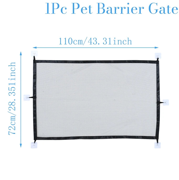 Pet Dog Barrier Fences With 6pcs Hook Pet Isolated Network Stairs Gate New Folding Breathable Mesh Playpen For Dog Safety Fence Ezkrea