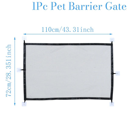 Pet Dog Barrier Fences With 6pcs Hook Pet Isolated Network Stairs Gate New Folding Breathable Mesh Playpen For Dog Safety Fence Ezkrea
