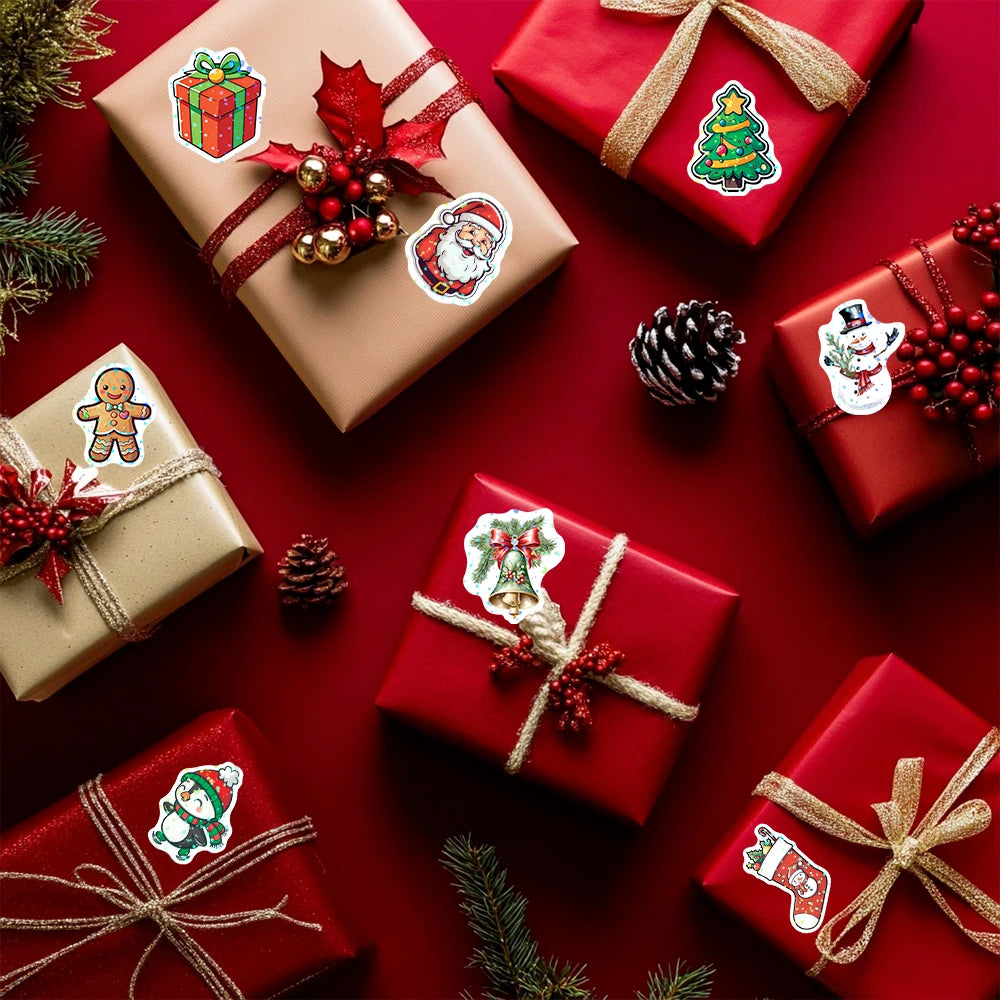 500pcs Laser Cartoon Christmas Stickers Christmas Gift Wrapping Label Sticker Reward Stickers Scrapbook Stationery,1" Ezkrea
