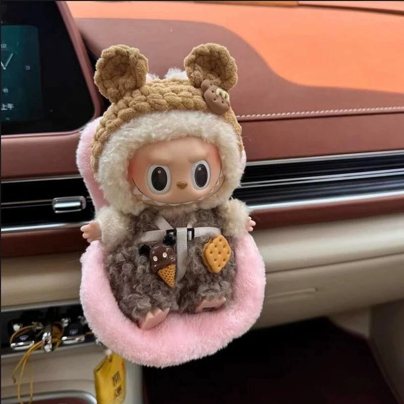 Labubu Car Safety Seat For 15-17cm Mini Plush Idol Doll Air Outlet Aromatherapy Car Ornament Gifts Car Interior Decoration Ezkrea
