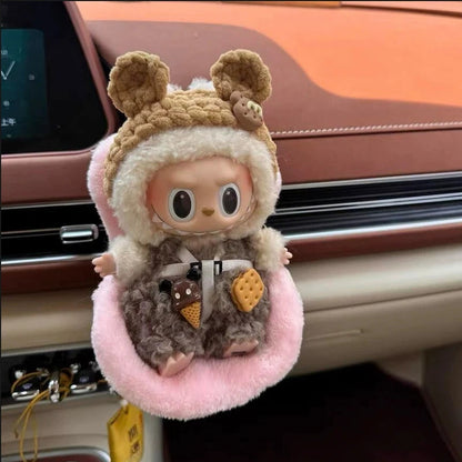 Labubu Car Safety Seat For 15-17cm Mini Plush Idol Doll Air Outlet Aromatherapy Car Ornament Gifts Car Interior Decoration Ezkrea