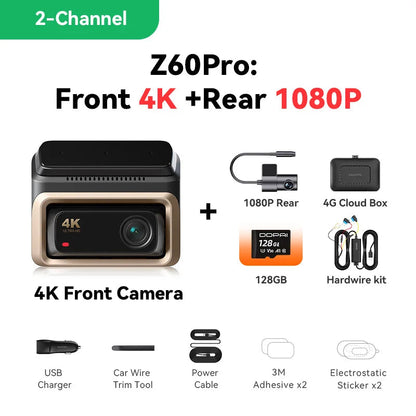 2025 New DDPAI Z60 Pro 4K Dash Cam Auto Dashcam Front and Rear GPS Car Camera for SONY Sensor WiFi ADAS 4G DVR Video Recorder Ezkrea