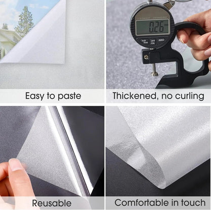 Frosted Window Privacy Film – No Glue Static Cling, Non-Adhesive Sun Blocking & Heat Control for Bathroom/Office/Glass Doors Ezkrea