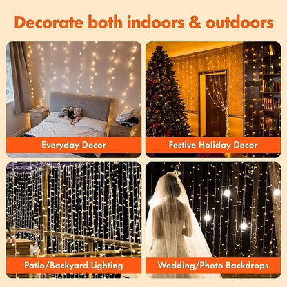3M LED Curtain String Lights Fairy Decoration USB Holiday Garland Lamp 8 Mode For Home Garden Christmas Party New Year Wedding Ezkrea