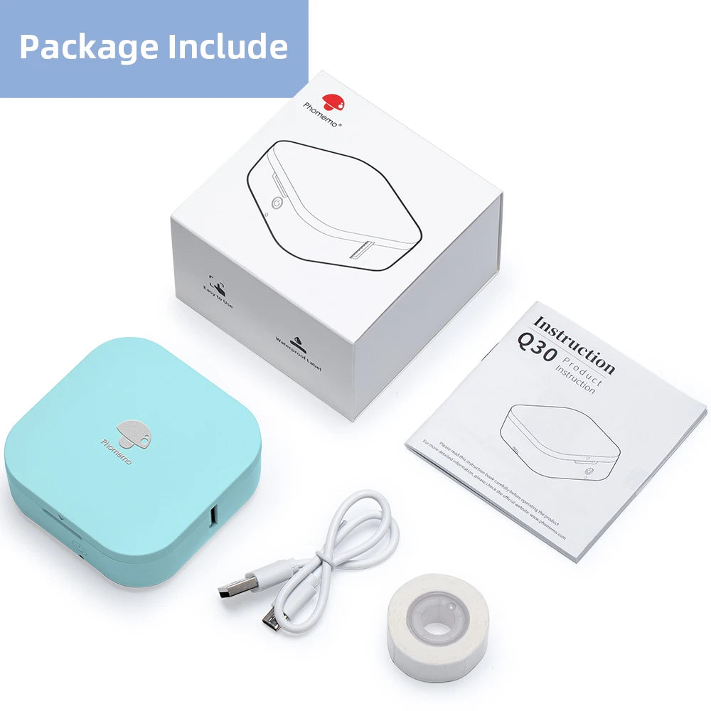 Phomemo Q30 Thermal Printer – Mini Wireless Label Maker with Portable Sticker Printing & Various Label Paper Ezkrea
