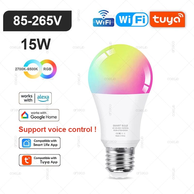 Tuya Smart LED Bulb E27/E14/GU10 | RGB+W WiFi Zigbee Bluetooth Ezkrea