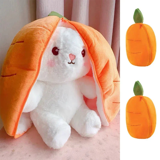 25cm Cute Strawberry Carrot Rabbit Plush Toy Stuffed Creative Into Fruit Transform Baby Cuddly Bunny Doll for Kid Birthday Gift Ezkrea