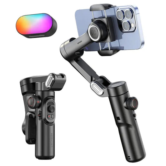 Smart XE 3-Axis Gimbal Stabilizer w/ Fill Light – Face Tracking, Vlogging & TikTok Ready for iPhone & Android Smartphones Ezkrea