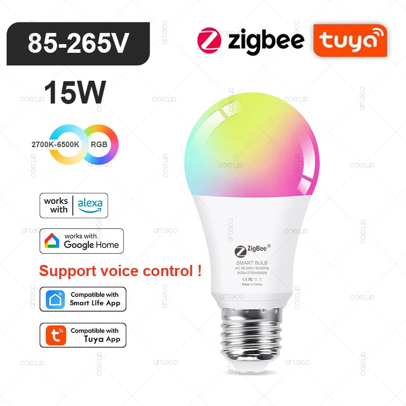 Tuya Smart LED Bulb E27/E14/GU10 | RGB+W WiFi Zigbee Bluetooth Ezkrea