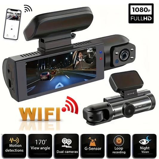 1080P WIFI Dual camera Dash Cam for cars,Front And Inside,car camera with IR Night Vision,Loop Recording,wide angle Car DVR Came Ezkrea