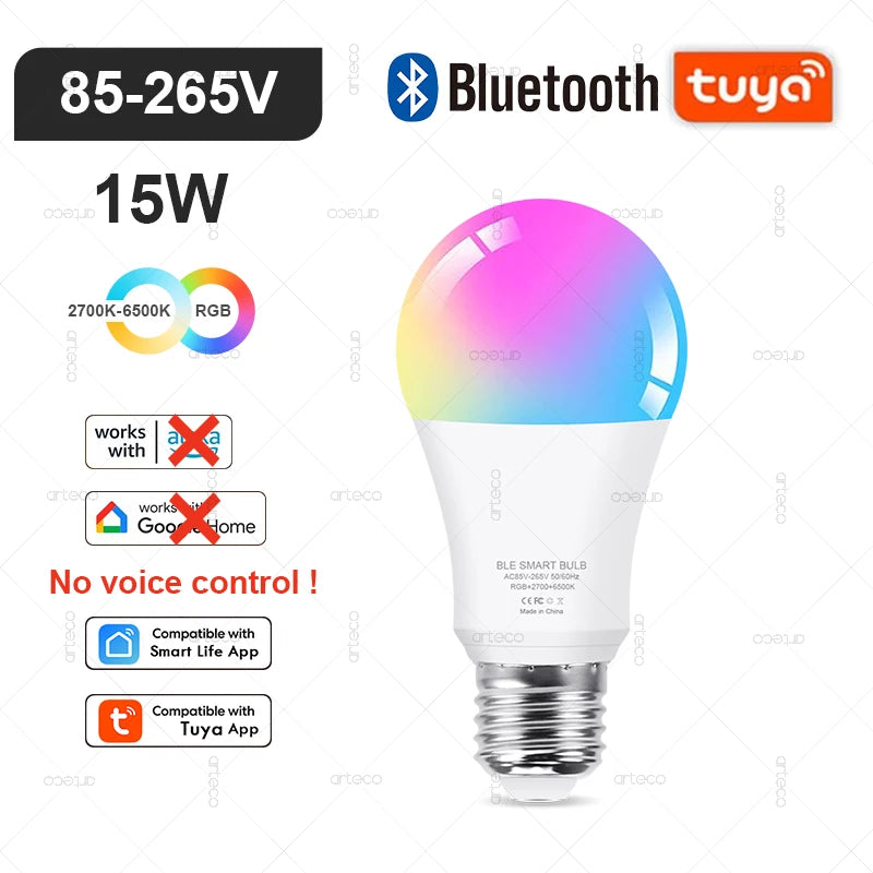 Tuya Smart LED Bulb E27/E14/GU10 | RGB+W WiFi Zigbee Bluetooth Ezkrea