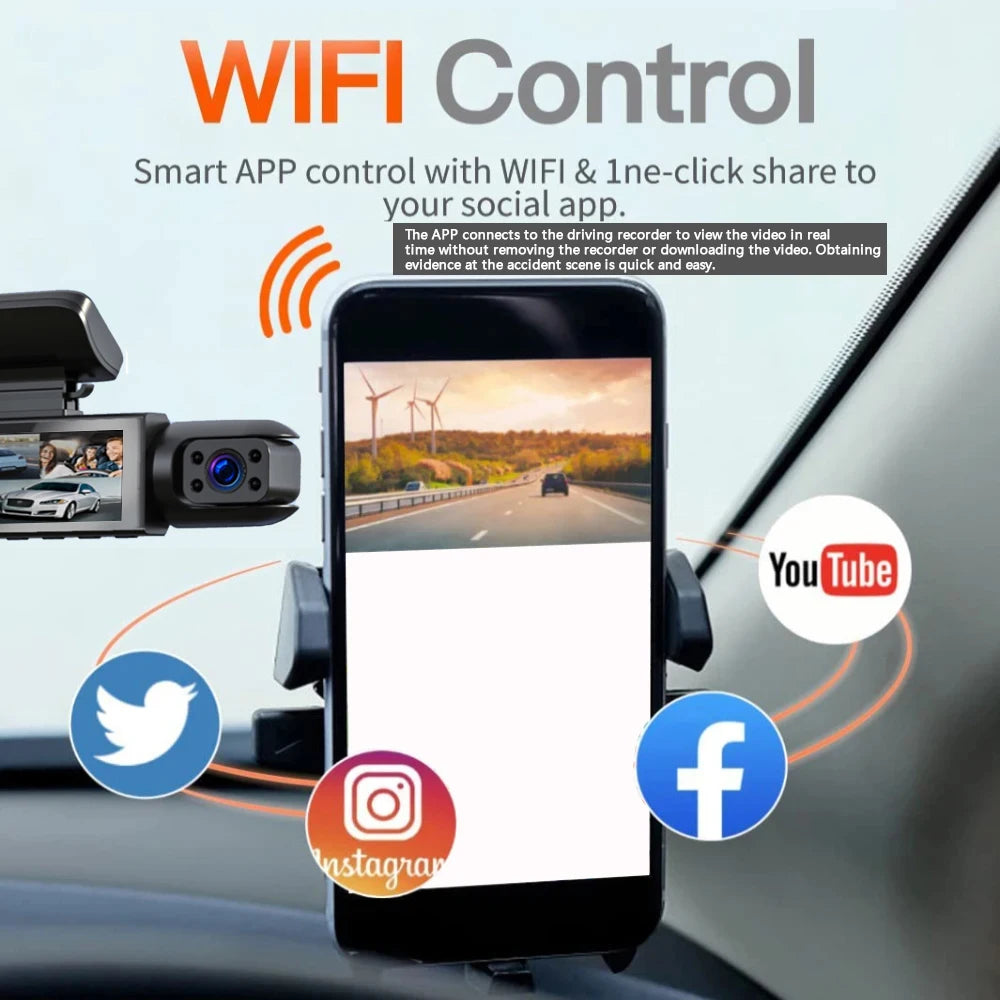 1080P WIFI Dual camera Dash Cam for cars,Front And Inside,car camera with IR Night Vision,Loop Recording,wide angle Car DVR Came Ezkrea