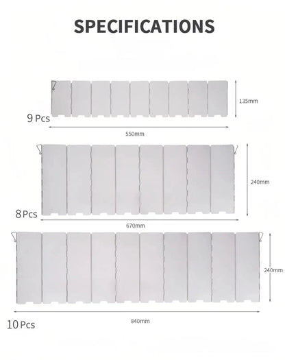 Wind Shield for Camping Stove – 8/9/10 Plate Folding Windproof Screen, Aluminum Alloy Outdoor Cooking Wind Block Ezkrea