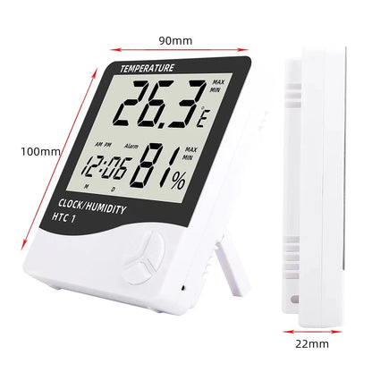 Digital Temperature & Humidity Meter with LCD Display – Indoor/Outdoor Thermometer Hygrometer & Clock EZKrea.com