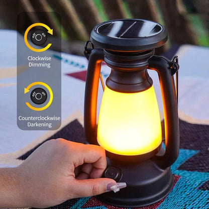 USB Rechargeable & Solar Camping Lantern – Portable Outdoor Tent Light with 3 Dimming Modes & Hanging Design Ezkrea