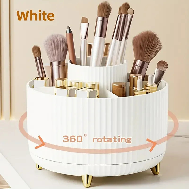 Rotating Makeup Brush Holder 360° – 5 Slot Cosmetic Organizer for Vanity, Desk & Bathroom Storage Ezkrea